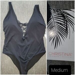 Christina adjustable straps maillots one piece Swimsuit Size Medium